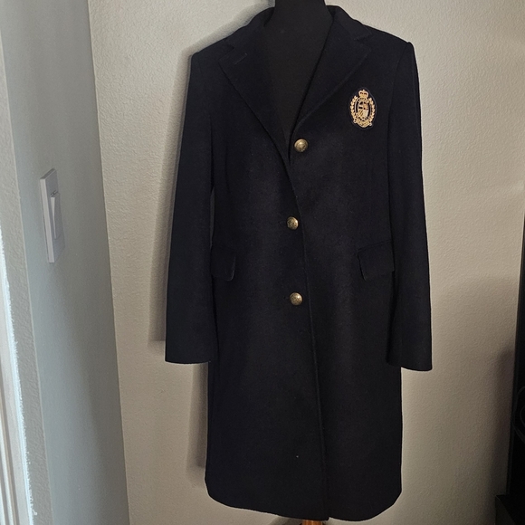 Ralph Lauren Alecia Regal Navy Coat Gold Crest Size 14 - Picture 7 of 11